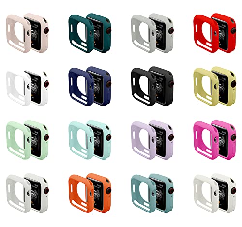 16pack Hülle Kompatibel mit Apple Watch Series 9 8 7 45mm 41mm Weiche TPU Silikon Vollständige Abdeckung Schutzhülle Kratzfest Schutz Case TPU Protective Tasche Case für iWatch 45/41 mm(16pack, 45mm) von Yrzper