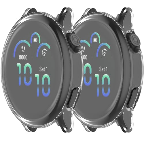 2Pack Hülle Kompatibel mit Garmin Vivoactive 6 Bildschirmschutzhülle Weiche TPU überzogen All-Around Schutzschirm Abdeckung Stoßfänger stoßdicht Anti-Drop für Frauen Männer (2Clear) von Yrzper