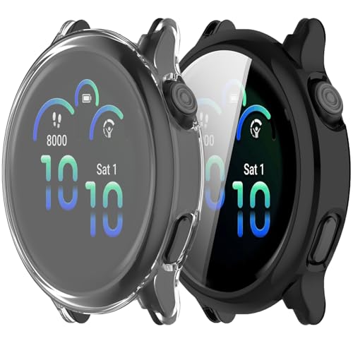 2Pack Hülle Kompatibel mit Garmin Vivoactive 6 Bildschirmschutzhülle Weiche TPU überzogen All-Around Schutzschirm Abdeckung Stoßfänger stoßdicht Anti-Drop für Frauen Männer (Clear schwarz) von Yrzper