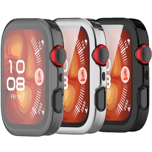 2Pack Hülle Kompatibel mit Huawei Watch FIT 4 Bildschirmschutzhülle Weiche TPU überzogen All-Around Schutzschirm Abdeckung Stoßfänger stoßdicht Anti-Drop für Frauen Männer (Clear Silber Schwarz) 2Pack Hülle Kompatibel mit Huawei Watch FIT 4 Bildschirmschutzhülle Weiche TPU überzogen All-Around Schutzschirm Abdeckung Stoßfänger stoßdicht Anti-Drop für Frauen Männer (Clear Silber Schwarz) von Yrzper