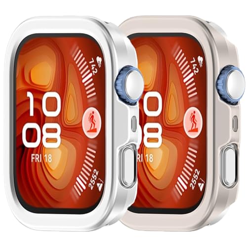 2Pack Hülle Kompatibel mit Huawei Watch FIT 4 Harte PC Hülle Abdeckung Schlagfest, Stoßdicht,All-Around Rand Schutzstoßfänger Abdeckung (Silber Sternenlicht) von Yrzper
