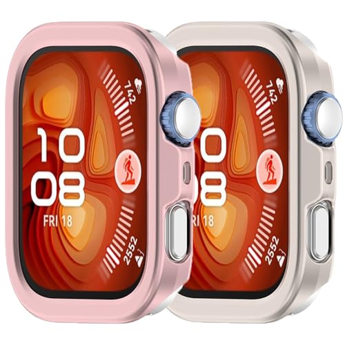 2Pack Hülle Kompatibel mit Huawei Watch FIT 4 Harte PC Hülle Abdeckung Schlagfest, Stoßdicht,All-Around Rand Schutzstoßfänger Abdeckung (rosa Sternenlicht) von Yrzper