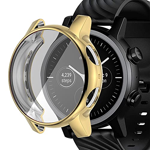 Displayschutzfolie Hülle Kompatibel mit Moto 360 3rd Gen Vollschutzhülle Weich Plattiert TPU Cover Kratzfest Rundum Bildschirm Abdeckung Bumper Shell für Moto 360 3rd Gen Smartwatch (Gold) von Yrzper