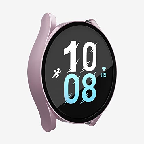 Hard PC Schutzhülle für Samsung Galaxy Watch 5 40 mm, Hülle Mit Glas Displayschutz, schutzfolie gehärtetem Glas für Galaxy Watch 5 40mm Zubehör (Rosa pink) von Yrzper