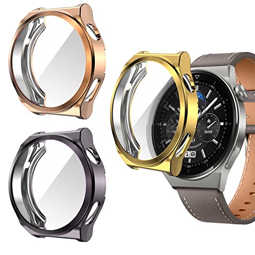 Hülle Kompatibel für Huawei Watch GT 3 Pro 43mm 46mm Displayschutzhülle Soft TPU Full Cover Kratzfest für Huawei Watch GT 3 Pro Smartwatch (GT 3 Pro 43mm, 3pcs) von Yrzper