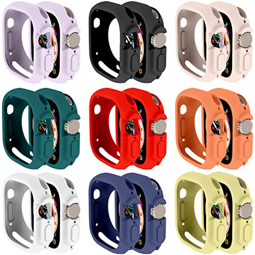 Hülle Kompatibel mit Apple Watch Ultra 2 49 mm hülle rundum stoßfeste TPU Silikon Protective Schutzhülle Bumper Leicht und stoßdämpfend Kratzfest Schutz Case für Apple Watch Ultra 49 mm(9Pack) von Yrzper