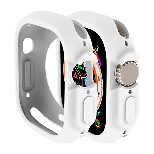 Hülle Kompatibel mit Apple Watch Ultra 2 49 mm hülle rundum stoßfeste TPU Silikon Protective Schutzhülle Bumper Leicht und stoßdämpfend Kratzfest Schutz Case für Apple Watch Ultra 49 mm(Weiß) von Yrzper