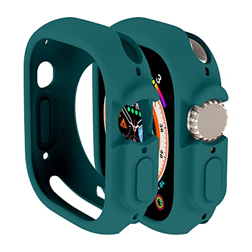 Hülle Kompatibel mit Apple Watch Ultra 2 49 mm hülle rundum stoßfeste TPU Silikon Protective Schutzhülle Bumper Leicht und stoßdämpfend Kratzfest Schutz Case für Apple Watch Ultra 49 mm (Grün) von Yrzper