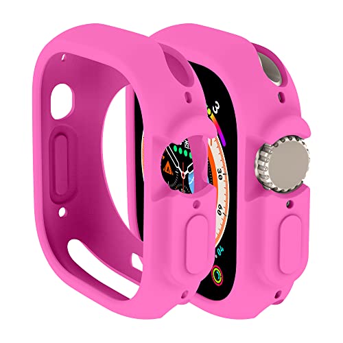 Hülle Kompatibel mit Apple Watch Ultra 2 49mm hülle rundum stoßfeste TPU Silikon Protective Schutzhülle Bumper Leicht und stoßdämpfend Kratzfest Schutz Case für Apple Watch Ultra 49mm(Hot Pink) von Yrzper