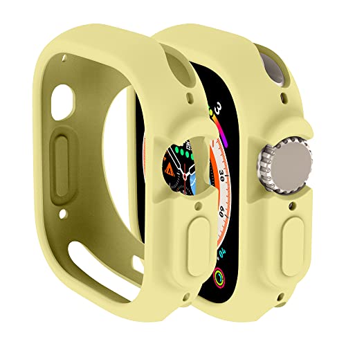 Hülle Kompatibel mit Apple Watch Ultra 2 49mm hülle rundum stoßfeste TPU Silikon Protective Schutzhülle Bumper Leicht und stoßdämpfend Kratzfest Schutz Case für Apple Watch Ultra 49mm (Gelb) von Yrzper