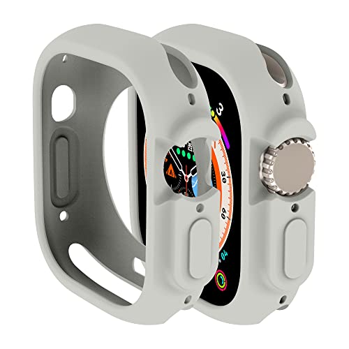 Hülle Kompatibel mit Apple Watch Ultra 2 49mm hülle rundum stoßfeste TPU Silikon Protective Schutzhülle Bumper Leicht und stoßdämpfend Kratzfest Schutz Case für Apple Watch Ultra 49mm (Grau) von Yrzper