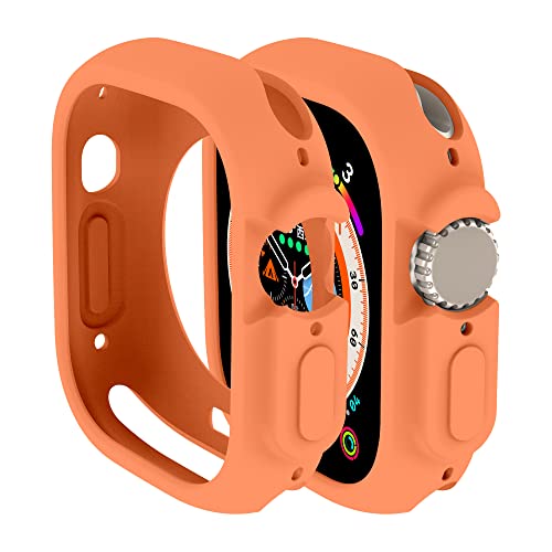 Hülle Kompatibel mit Apple Watch Ultra 2 49mm hülle rundum stoßfeste TPU Silikon Protective Schutzhülle Bumper Leicht und stoßdämpfend Kratzfest Schutz Case für Apple Watch Ultra 49mm (Orange) von Yrzper