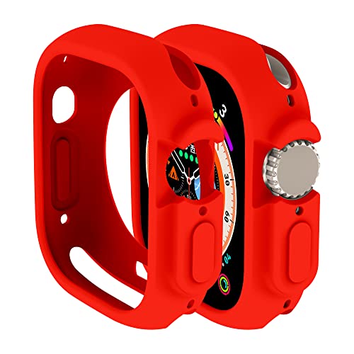 Hülle Kompatibel mit Apple Watch Ultra 2 49mm hülle rundum stoßfeste TPU Silikon Protective Schutzhülle Bumper Leicht und stoßdämpfend Kratzfest Schutz Case für Apple Watch Ultra 49mm (Rot) von Yrzper