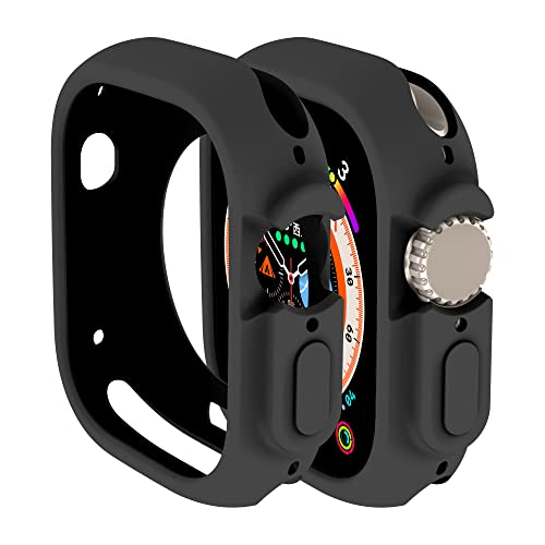 Hülle Kompatibel mit Apple Watch Ultra 2 49mm hülle rundum stoßfeste TPU Silikon Protective Schutzhülle Bumper Leicht und stoßdämpfend Kratzfest Schutz Case für Apple Watch Ultra 49mm (Schwarz) von Yrzper