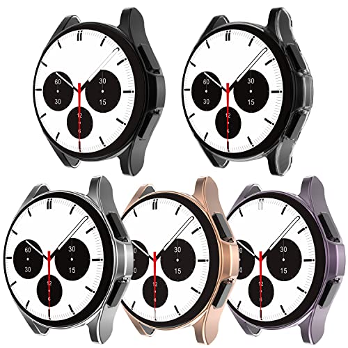 Hülle Kompatibel mit Samsung Galaxy Watch 4 Classic 46 mm 42 mm Schutzhülle aus weichem TPU, Kratzfest, vollflächige Schutzhülle für Galaxy Watch 4 Classic (2021) (46mm, 5pack) von Yrzper