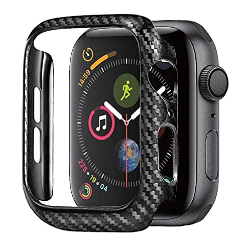 Hülle Kompatibel mit für Apple Watch SE Series 6 5 4 44mm Hülle Carbon Fiber PC Schale Hardcase Schutzhülle für Apple Watch 44mm 40mm (40mm) von Yrzper