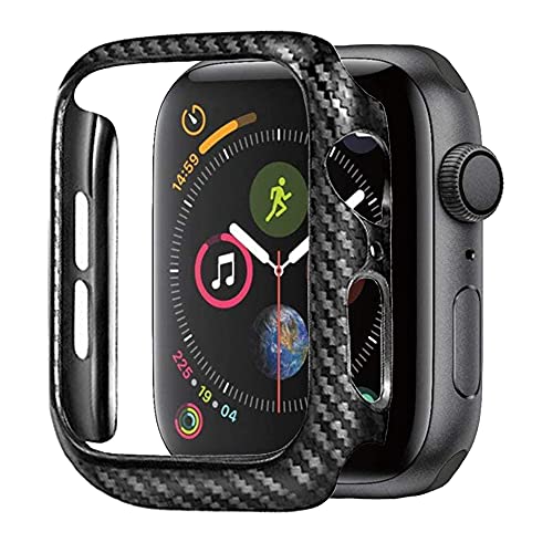 Hülle Kompatibel mit für Apple Watch SE Series 6 5 4 44mm Hülle Carbon Fiber PC Schale Hardcase Schutzhülle für Apple Watch 44mm 40mm (44mm) von Yrzper