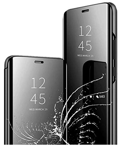 Hülle für Galaxy Note20 Ultra 5G 6.9'' Handyhülle Clear View Cover Spiegel Flip PU Leder Hülle Plating PC Schutzhülle mit Hart Standfunktion für Galaxy Note20 6.7'' (Schwarz, Galaxy Note20 Ultra 5G) von Yrzper