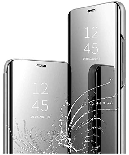 Hülle für Galaxy Note20 Ultra 5G 6.9'' Handyhülle Clear View Cover Spiegel Flip PU Leder Hülle Plating PC Schutzhülle mit Hart Standfunktion für Galaxy Note20 6.7'' (Silber, Galaxy Note20 Ultra 5G) von Yrzper