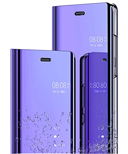 Hülle für Galaxy S10 Handyhülle Spiegeln PU Leder Flip Hülle Ständer Clear View Spiegel Überzug PC Schutzhülle mit Hart Standfunktion für Galaxy S10 Plus (Lila, Samsung Galaxy S10 Plus) von Yrzper