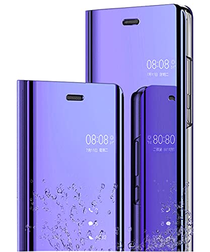 Yrzper Hülle für Galaxy S10 Handyhülle Spiegeln PU Leder Flip Hülle Ständer Clear View Spiegel Überzug PC Schutzhülle mit Hart Standfunktion für Galaxy S10 Plus (Lila, Samsung Galaxy S10 Plus) von Yrzper