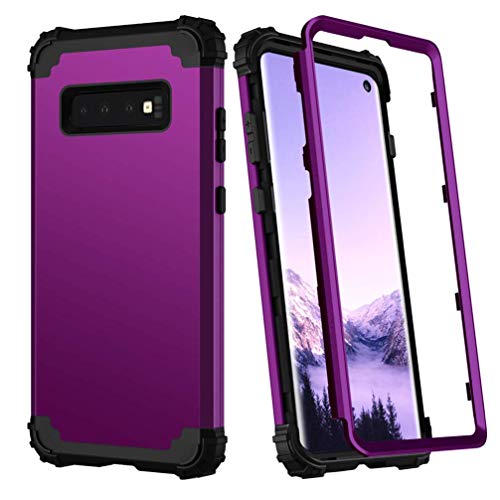 Hülle für Galaxy S10 Plus 3 in 1 PC+TPU 360 Grad Voll Schutz Full Body Bumper Handy-Hülle Case Back Cover für Galaxy S10 (Dunkelviolett, Galaxy S10 Plus) von Yrzper