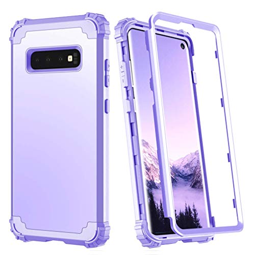 Hülle für Galaxy S10 Plus 3 in 1 PC+TPU 360 Grad Voll Schutz Full Body Bumper Handy-Hülle Case Back Cover für Galaxy S10 (Lila, Galaxy S10 Plus) von Yrzper