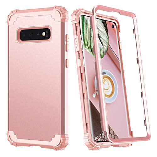 Hülle für Galaxy S10 Plus 3 in 1 PC+TPU 360 Grad Voll Schutz Full Body Bumper Handy-Hülle Case Back Cover für Galaxy S10 (Rotgold, Galaxy S10) von Yrzper