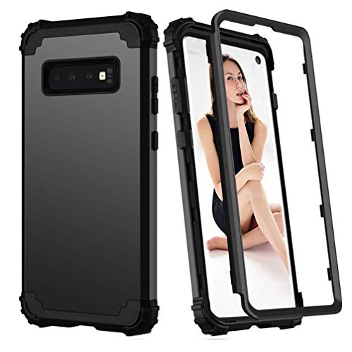 Hülle für Galaxy S10 Plus 3 in 1 PC+TPU 360 Grad Voll Schutz Full Body Bumper Handy-Hülle Case Back Cover für Galaxy S10 (Schwarz, Galaxy S10 Plus) von Yrzper