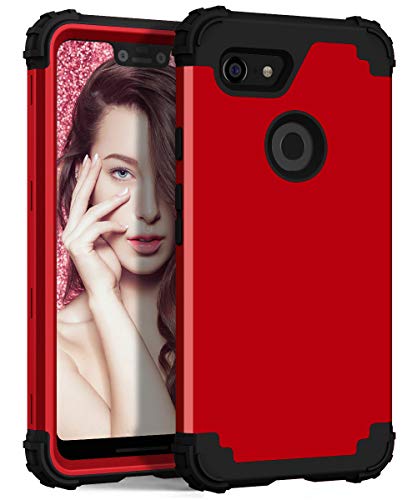 Hülle für Google Pixel 3A XL 3 in 1 PC+TPU 360 Grad Voll Schutz Full Body Bumper Handy-Hülle Case Back Cover für Google Pixel 3A XL (Rot) von Yrzper