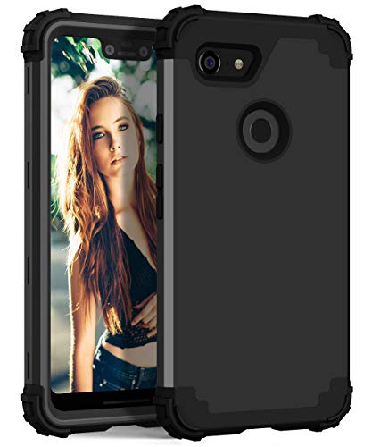 Hülle für Google Pixel 3A XL 3 in 1 PC+TPU 360 Grad Voll Schutz Full Body Bumper Handy-Hülle Case Back Cover für Google Pixel 3A XL (Schwarz) von Yrzper