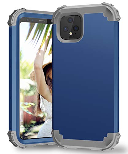 Hülle für Google Pixel 4 360 Grad Voll Schutz Full Body Stoßdämpfend Bumper Handy Hülle 3 in 1 PC+TPU Case Hard Back Cover (Blau) von Yrzper