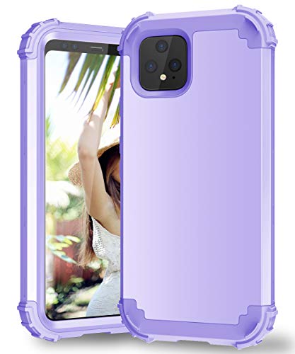 Hülle für Google Pixel 4 360 Grad Voll Schutz Full Body Stoßdämpfend Bumper Handy Hülle 3 in 1 PC+TPU Case Hard Back Cover (Lila) von Yrzper