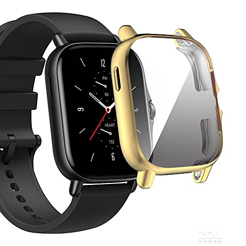 Kompatibel für Amazfit GTS 2 Smartwatch Case Überzogene ultradünne TPU 360 ° Ganzkörper-Displayschutzfolie Full Bumper wasserdichte stoßfeste Displayschutzhülle für Amazfit GTS 2 (Gold) von Yrzper