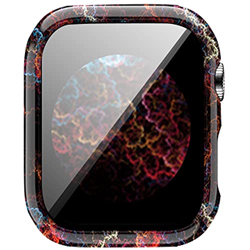 Kompatibel für Apple Watch Series 7 45mm 41mm Hard PC Leopard Case mit gehärtetem Glas Smartwatch Displayschutzfolie Vollständige Schutzhülle für Frauen Mädchen (45mm, Blume) von Yrzper
