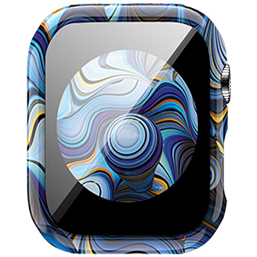 Kompatibel für Apple Watch Series 7 45mm 41mm Hard PC Leopard Case mit gehärtetem Glas Smartwatch Displayschutzfolie Vollständige Schutzhülle für Frauen Mädchen (45mm, Blume1) von Yrzper
