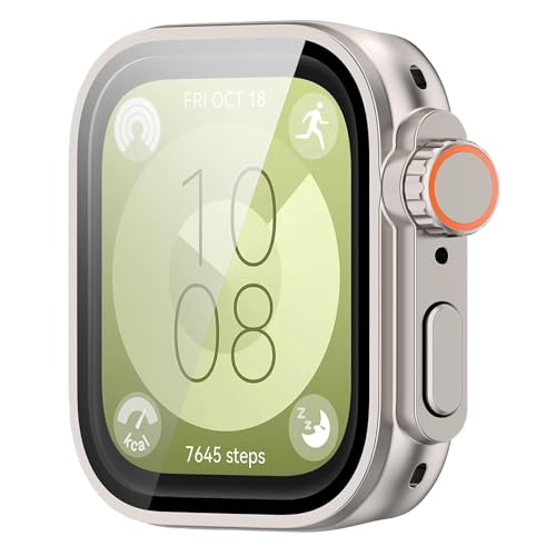 Kompatibel für Huawei Watch Fit 3 Hülle Cover Bildschirmschutz Hülle mit gehärtetem Glas Film Screen Protection Case Kratzfeste Bumper Cover Defense Edge für Huawei Watch Fit 3 (Sternenlicht) von Yrzper