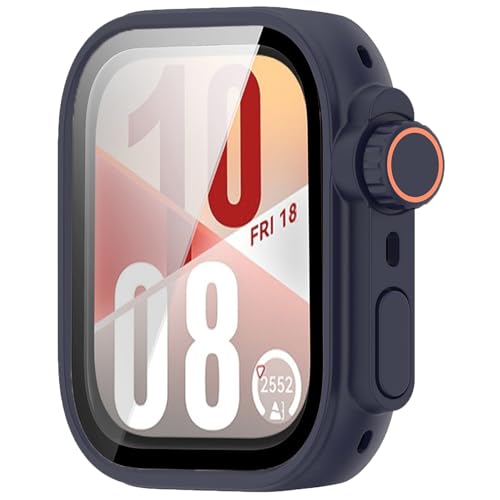 Kompatibel für Huawei Watch Fit 4 Hülle Bildschirmschützer mit gehärtetem Glas Film Bildschirmschutzhülle Kratzfeste Stoßfänger Abdeckung Verteidigung Kante für Frauen Männer (Blau) von Yrzper