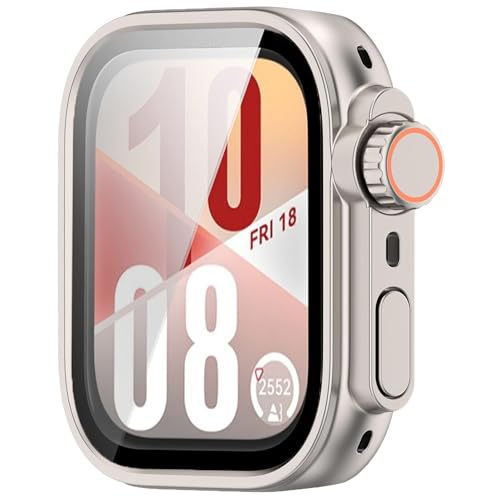 Kompatibel für Huawei Watch Fit 4 Hülle Bildschirmschützer mit gehärtetem Glas Film Bildschirmschutzhülle Kratzfeste Stoßfänger Abdeckung Verteidigung Kante für Frauen Männer (Sternenlicht) von Yrzper