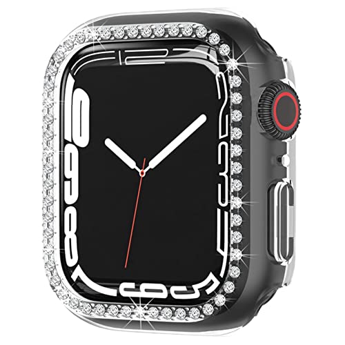 Kompatibel mit Apple Watch Series 9 8 7 45mm 41mm Bling Diamond Case PC Überzug Stoßfänger Schutzhüllen Frauen Mädchen Kristall Glänzende Strass Hüllen Smartwatch Zubehör Hülle (Transparent, 45mm) Kompatibel mit Apple Watch Series 9 8 7 45mm 41mm Bling Diamond Case PC Überzug Stoßfänger Schutzhüllen Frauen Mädchen Kristall Glänzende Strass Hüllen Smartwatch Zubehör Hülle (Transparent, 45mm) von Yrzper