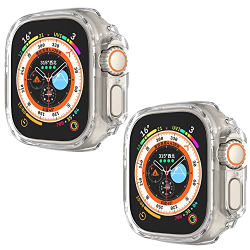 Kompatibel mit Apple Watch Ultra 49 mm Hard PC Case Cover Resistant Impact Shockproof Allround Edge Protective PC Hard Bumper Cover Face für Apple Watch Ultra 49 mm (2Klar) von Yrzper