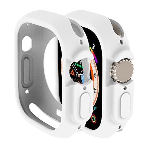 Yrzper Kompatibel mit Apple Watch Ultra/Ultra 2 49 mm Hülle, Rundum Stoßfest TPU Silikon Schutzhülle Bumper Stoßdämpfend Kratzfest für Apple Watch 49mm (Weiß) von Yrzper