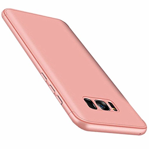 Kompatibel mit Galaxy S8 Plus Hülle 3 in 1 Handy Hülle Ultra Dünn Hartschale 360 Grad Full Body Schutz Stoßdämpfend Anti-Fingerabdruck Glatte Hybrid Etui Case Cover(Galaxy s8 Plus 6.2 Zoll, Roségold) von Yrzper