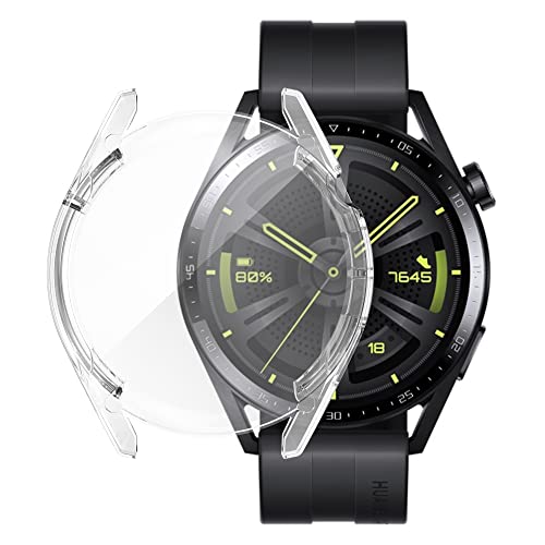 Kompatibel mit Huawei Watch GT 3 42mm 46mm Displayschutzhülle, weiches TPU, Kratzfest, stoßfeste Schutzhülle für Huawei Watch GT 3 42mm 46mm (46mm, Transparent) von Yrzper