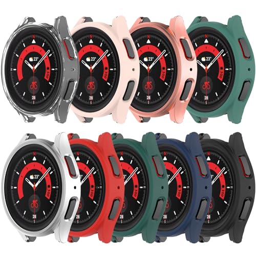 Kompatibel mit Samsung Galaxy Watch 5 Pro 45mm Hard PC Schutzhülle Edge Protector Bumper Frame Abdeckung Stoßfeste Schutzhülle für Galaxy Watch 5 Pro 45mm (9pack) von Yrzper