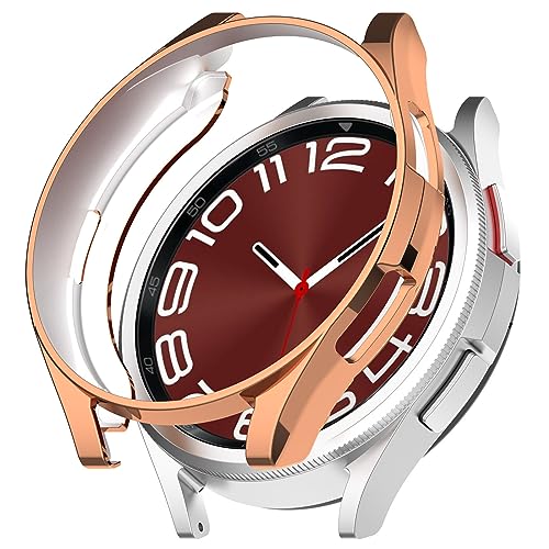 Kompatibel mit Samsung Galaxy Watch 6 Classic 43mm Hülle 2023, Soft TPU überzogen rundum Kratzfeste Displayschutzhülle Case Cover für Samsung Galaxy Watch 6 Classic 47mm (43MM, Roségold) von Yrzper