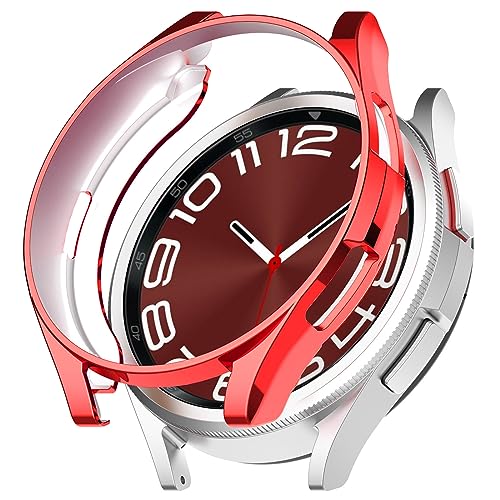 Kompatibel mit Samsung Galaxy Watch 6 Classic 43mm Hülle 2023, Soft TPU überzogen rundum Kratzfeste Displayschutzhülle Case Cover für Samsung Galaxy Watch 6 Classic 47mm (47MM, Rot) von Yrzper