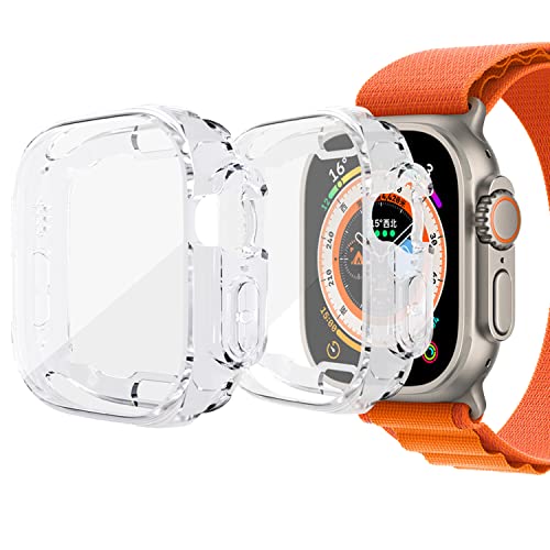 Yrzper Hülle Kompatibel mit Apple Watch Ultra 49mm Schutzhülle aus weichem TPU, Kratzfest, vollflächige stoßfest Schutzhülle für Apple Watch Ultra 49mm (2 klar) von Yrzper