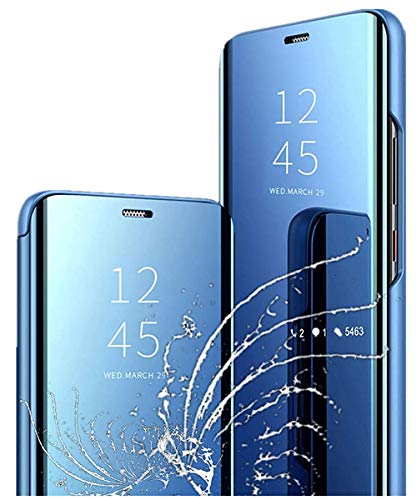 Yrzper Hülle für iPhone 12/Pro（6.1"） Hülle Clear View Standing Cover Spiegel Handyhülle Schutzhülle Flip Case Schutz Tasche mit Standfunktion 360 Grad hülle für iPhone 12/Pro (Blau) von Yrzper