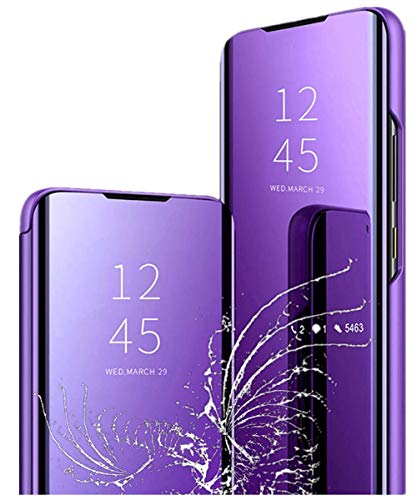 Yrzper Hülle für iPhone 12/Pro（6.1"） Hülle Clear View Standing Cover Spiegel Handyhülle Schutzhülle Flip Case Schutz Tasche mit Standfunktion 360 Grad hülle für iPhone 12/Pro (Violett) von Yrzper